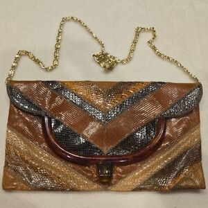 Elegant Multi-Color Clutch with Chain Strap